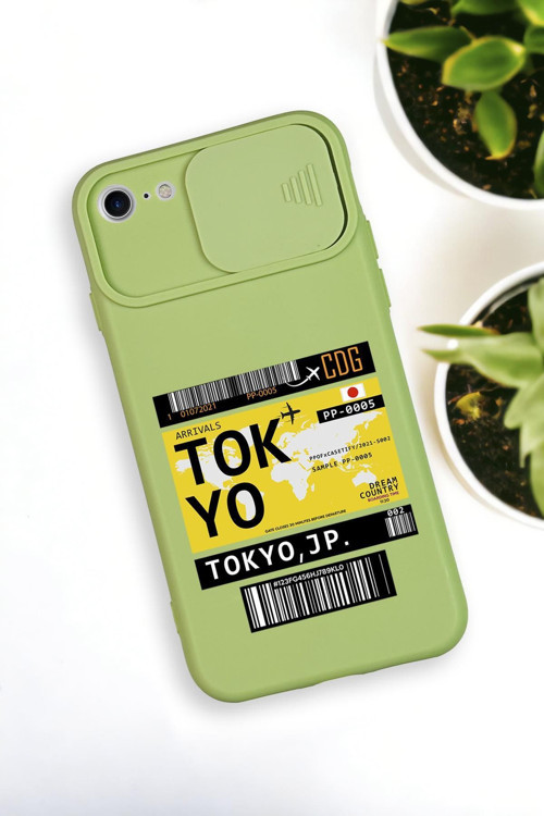 İphone 6 Plus Uyumlu Tokyo Ticket Desenli Kamera Koruma Slider Kapaklı Silikonlu Telefon Kılıfı