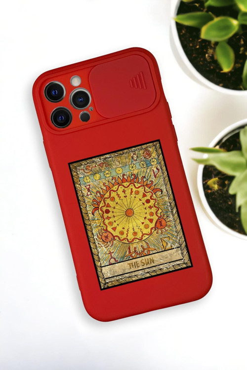 İphone 12 Pro Uyumlu The Sun Deer Desenli Kamera Koruma Slider Kapaklı Silikonlu Telefon Kılıfı
