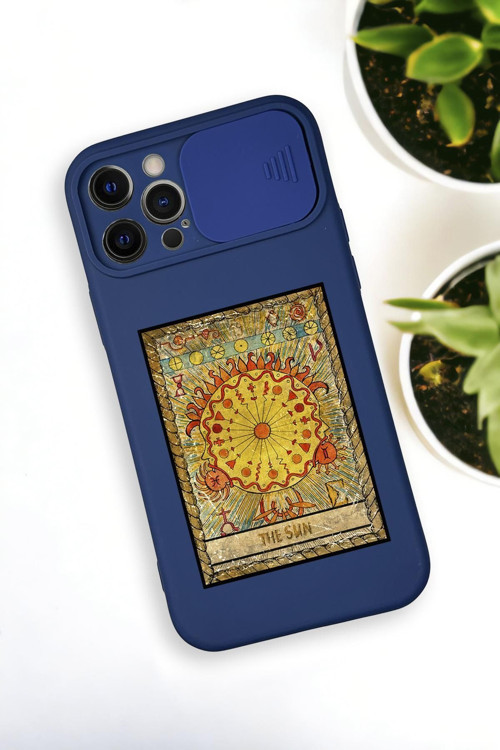 İphone 12 Pro Uyumlu The Sun Deer Desenli Kamera Koruma Slider Kapaklı Silikonlu Telefon Kılıfı