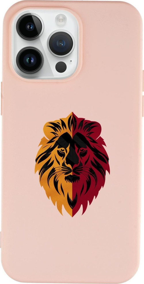İphone 15 Pro Max Uyumlu Sarı Kırmızı Aslan Desenli Premium Silikonlu Telefon Kılıfı