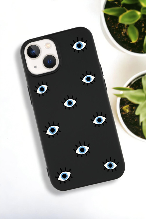 İphone 15 Plus Uyumlu Nazar Gözler Desenli Premium Silikonlu Lansman Telefon Kılıfı