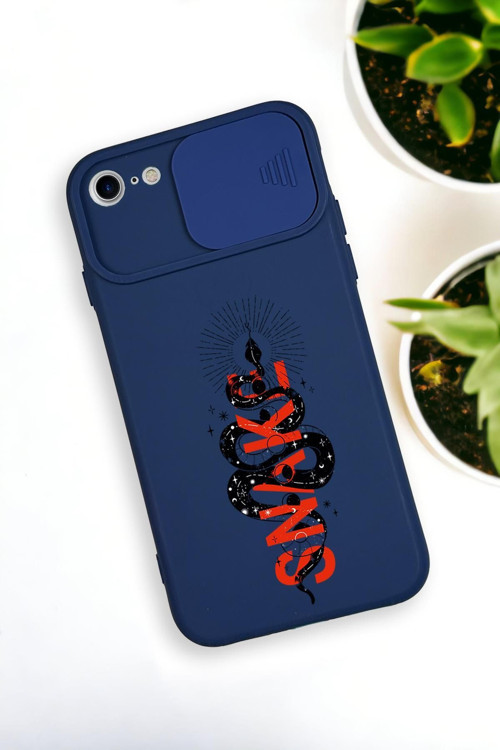 İphone 6 Uyumlu Snake Desenli Kamera Koruma Slider Kapaklı Silikonlu Telefon Kılıfı