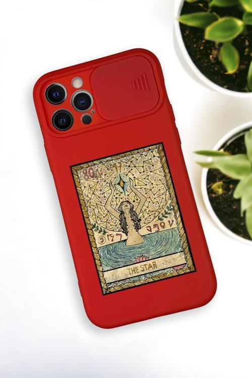 İphone 12 Pro Uyumlu The Star Desenli Kamera Koruma Slider Kapaklı Silikonlu Telefon Kılıfı