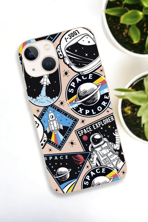 İphone 15 Uyumlu Space Desenli Premium Silikonlu Lansman Telefon Kılıfı