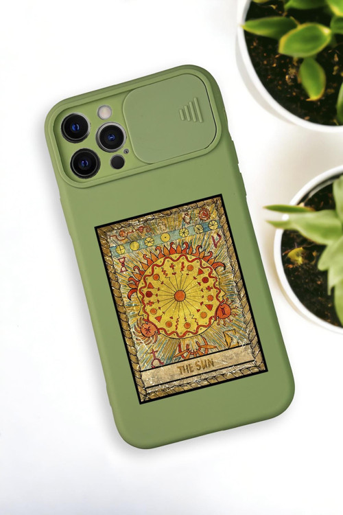 İphone 12 Pro Uyumlu The Sun Deer Desenli Kamera Koruma Slider Kapaklı Silikonlu Telefon Kılıfı