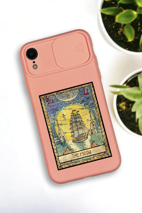 İphone Xr Uyumlu The Moon Desenli Kamera Koruma Slider Kapaklı Silikonlu Telefon Kılıfı