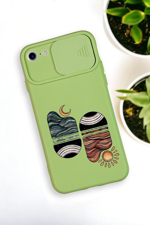 İphone 6 Uyumlu Sunset Wave Desenli Kamera Koruma Slider Kapaklı Silikonlu Telefon Kılıfı