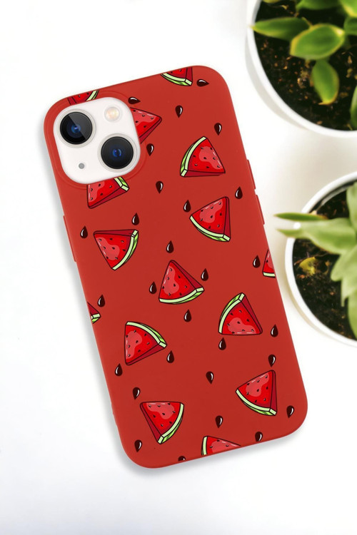 İphone 15 Plus Uyumlu Karpuz Dilimleri Desenli Premium Silikonlu Lansman Telefon Kılıfı