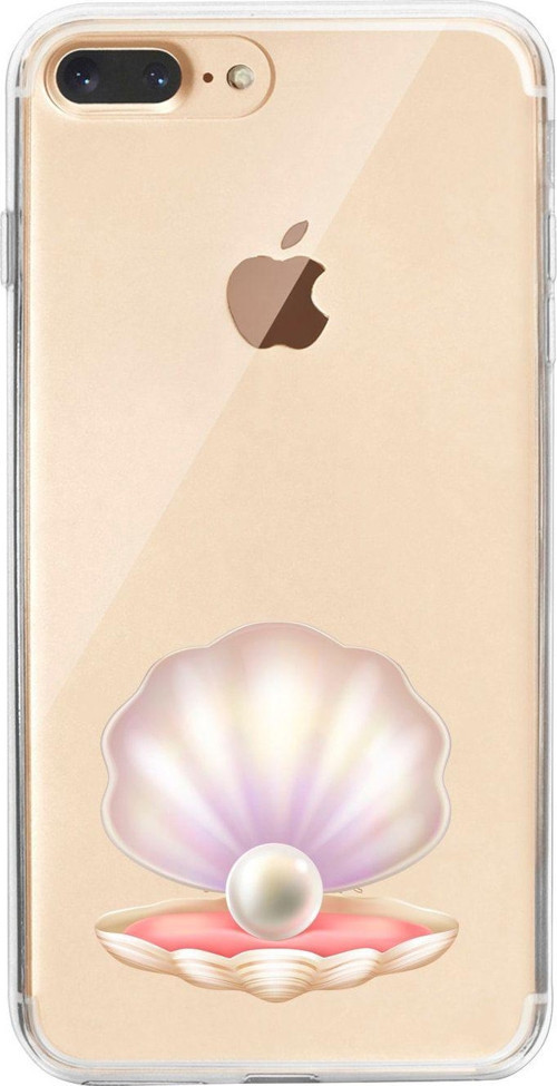 İphone 7 Plus Incili Deniz Kabuğu Desenli Şeffaf Telefon Kılıfı