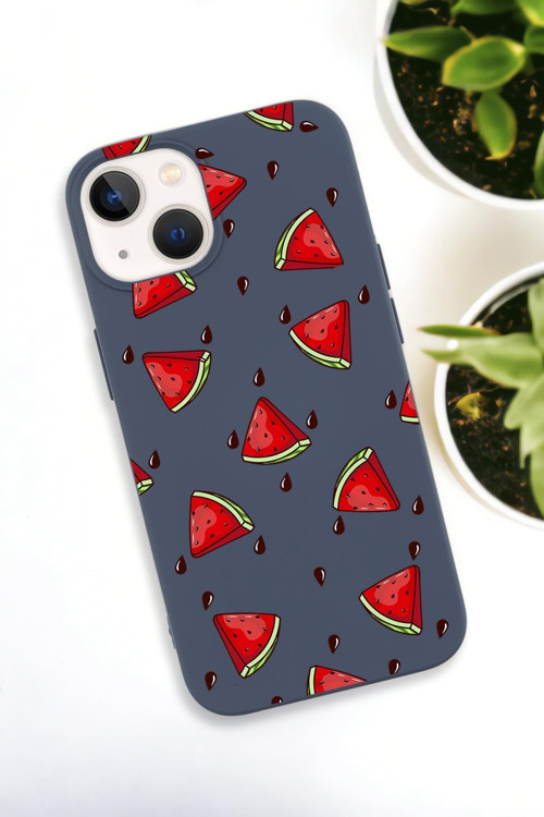 İphone 15 Plus Uyumlu Karpuz Dilimleri Desenli Premium Silikonlu Lansman Telefon Kılıfı