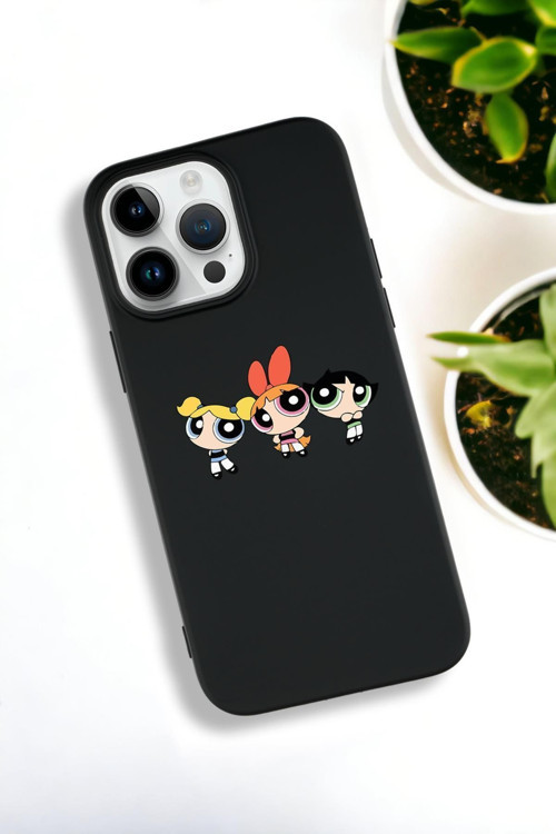 İphone 15 Pro Uyumlu Powerpuff Girls Desenli Premium Silikonlu Lansman Telefon Kılıfı