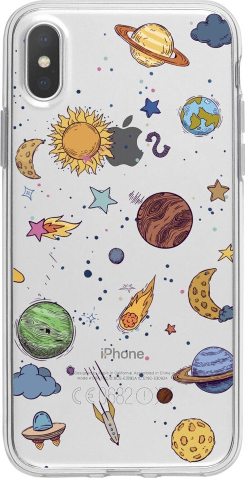 İphone Xs Mx Gezegenler Şeffaf Telefon Kılıfı
