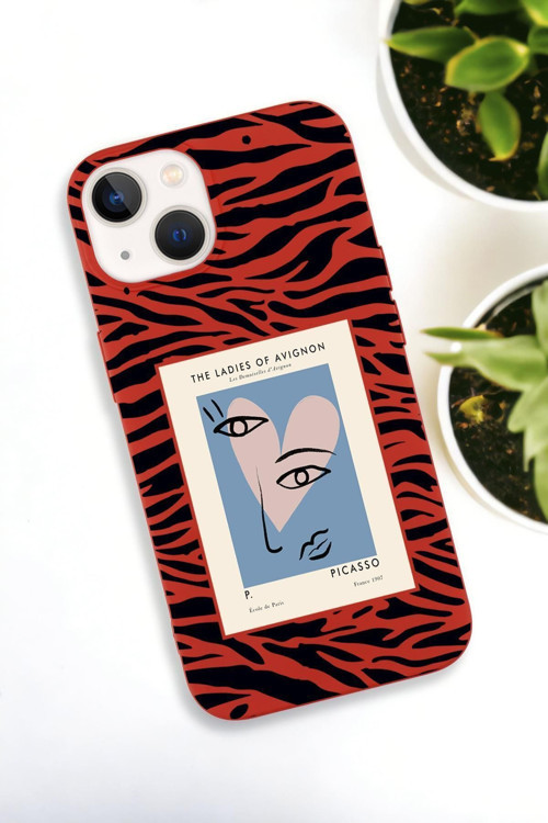 İphone 15 Uyumlu Picasso Desenli Premium Silikonlu Lansman Telefon Kılıfı