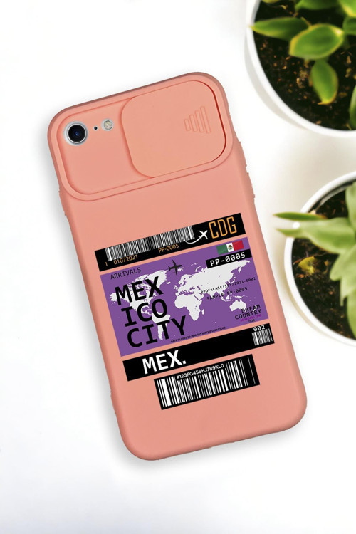 İphone 6 Uyumlu Mexico Ticket Desenli Kamera Koruma Slider Kapaklı Silikonlu Telefon Kılıfı