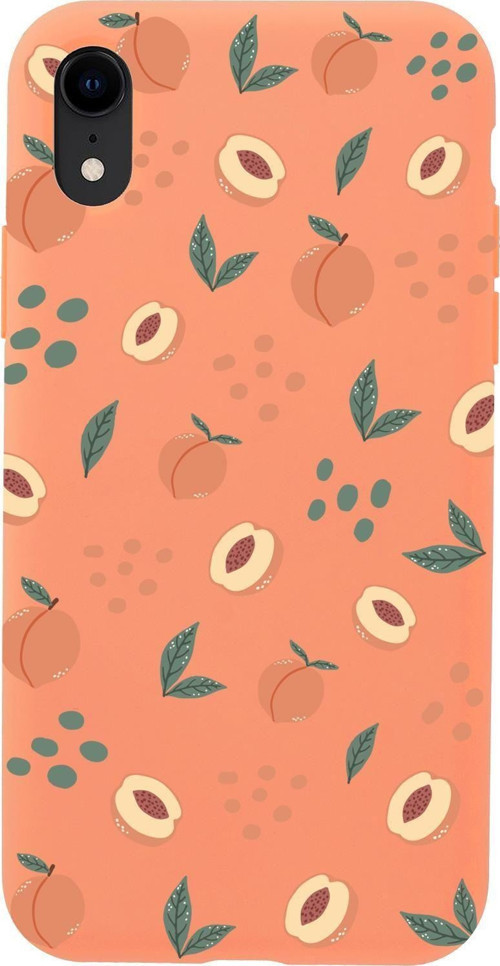 İphone Xr Uyumlu Şeftali Pattern Desenli Premium Silikonlu Lansman Telefon Kılıfı