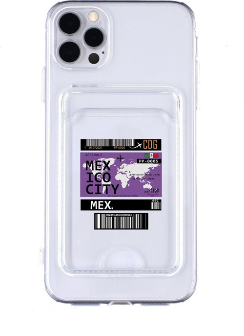 Iphone 11 Pro Max Uyumlu Mexico Ticket Desenli Şeffaf Kamera Korumalı Ve Kartlıklı Telefon Kılıfı