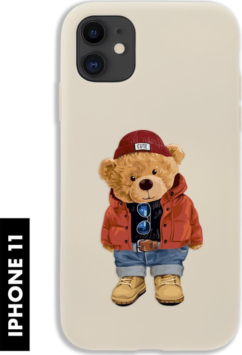 İphone 11 Uyumlu Teddy Bear Desenli Premium Silikonlu Lansman Telefon Kılıfı