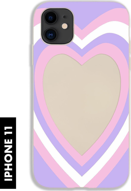 İphone 11 Uyumlu Purple Heart Desenli Premium Silikonlu Lansman Telefon Kılıfı