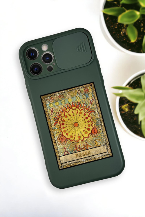 İphone 12 Pro Max Uyumlu The Sun Deer Desenli Kamera Koruma Slider Kapaklı Silikonlu Telefon Kılıfı