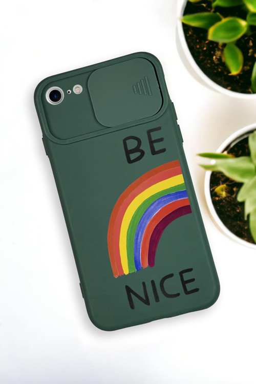 İphone 6 Uyumlu Be Nice Desenli Kamera Koruma Slider Kapaklı Silikonlu Telefon Kılıfı