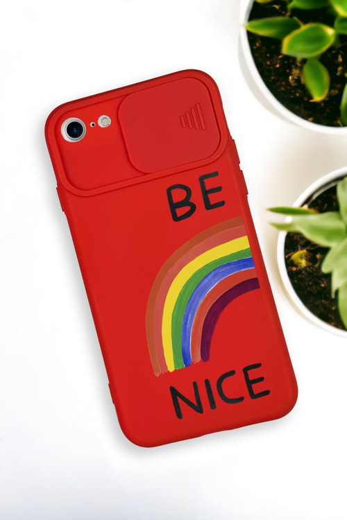 İphone 6 Uyumlu Be Nice Desenli Kamera Koruma Slider Kapaklı Silikonlu Telefon Kılıfı