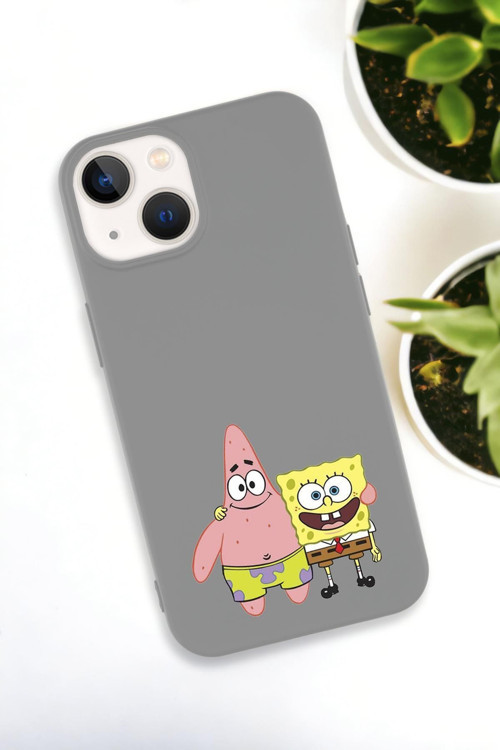 İphone 15 Uyumlu Sünger Bob Ve Patrick Star Desenli Premium Silikonlu Lansman Telefon Kılıfı
