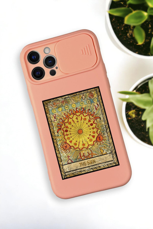 İphone 12 Pro Max Uyumlu The Sun Deer Desenli Kamera Koruma Slider Kapaklı Silikonlu Telefon Kılıfı