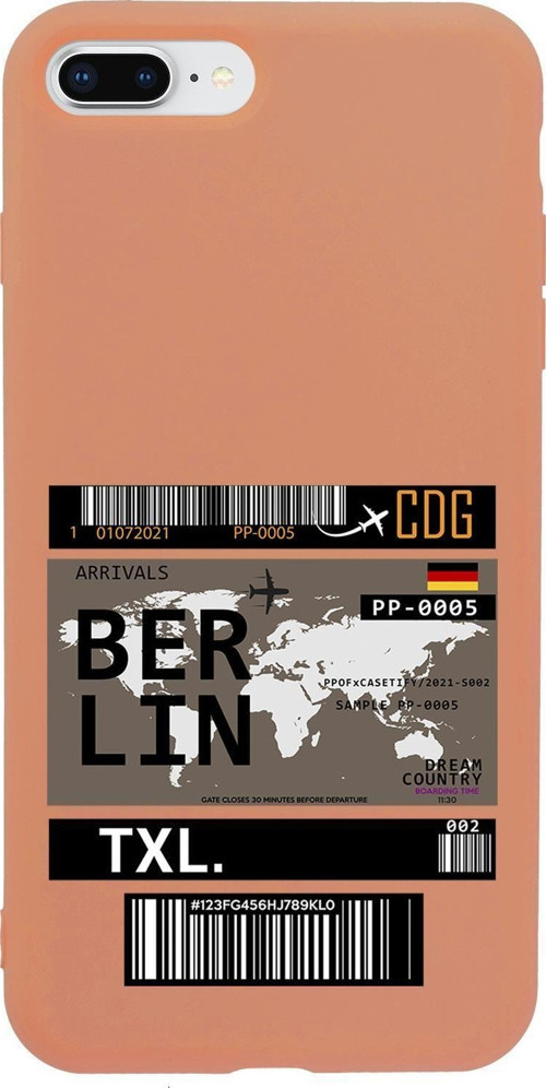 İphone 7 Plus Uyumlu Berlin Ticket Desenli Premium Silikonlu Lansman Telefon Kılıfı