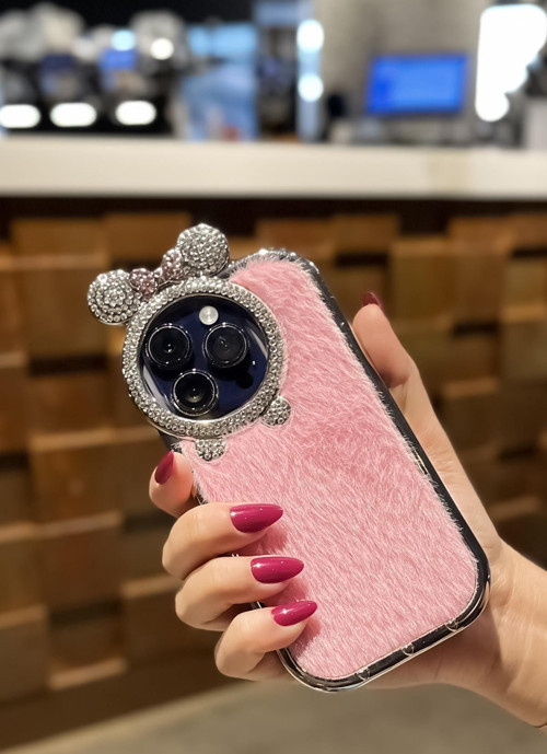 İphone 14 Pro Max Uyumlu Puffy Tüylü Premium Silikonlu Telefon Kılıfı