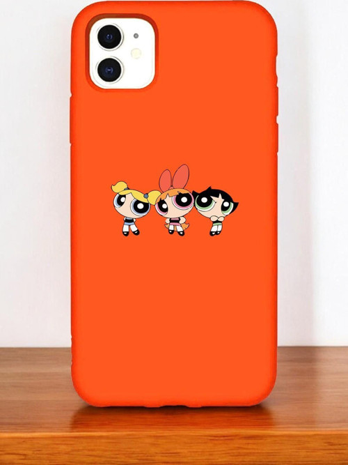 Fosforlu Turuncu Renkli İphone 11 Uyumlu Powerpuff Girls Desenli Premium Silikonlu Telefon Kılıfı