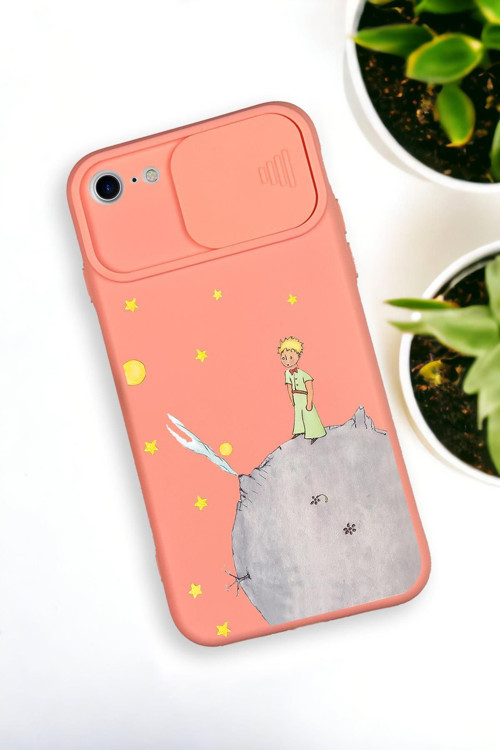 İphone 6 Plus Uyumlu Küçük Prens Desenli Kamera Koruma Slider Kapaklı Silikonlu Telefon Kılıfı