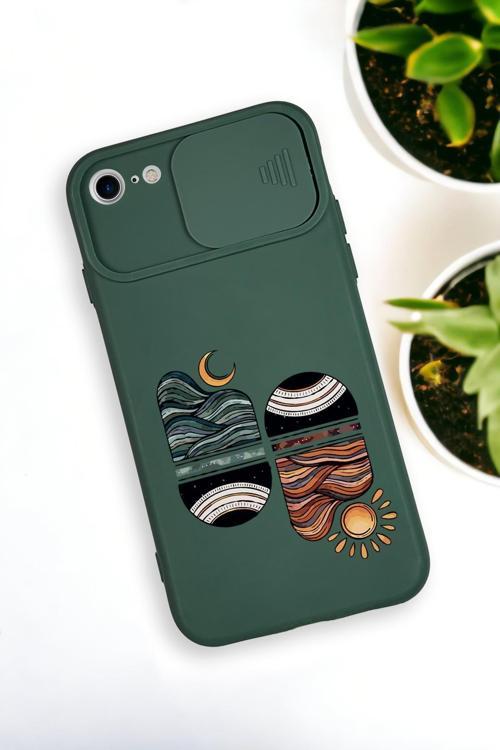 İphone 6 Uyumlu Sunset Wave Desenli Kamera Koruma Slider Kapaklı Silikonlu Telefon Kılıfı