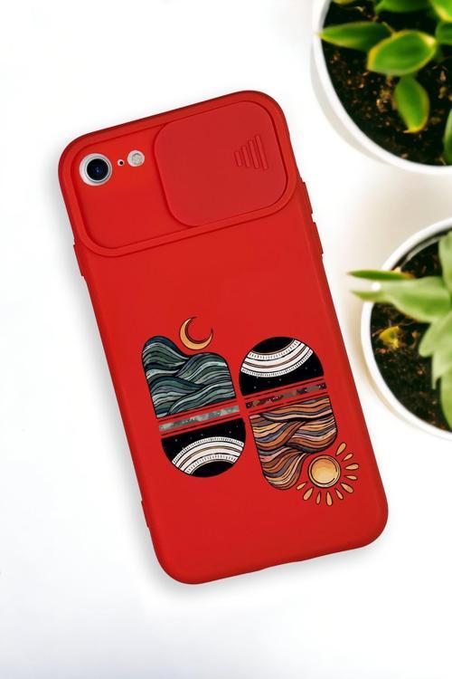 İphone 6 Uyumlu Sunset Wave Desenli Kamera Koruma Slider Kapaklı Silikonlu Telefon Kılıfı