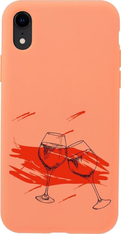 İphone Xr Uyumlu Spilled Wine Desenli Premium Silikonlu Lansman Telefon Kılıfı