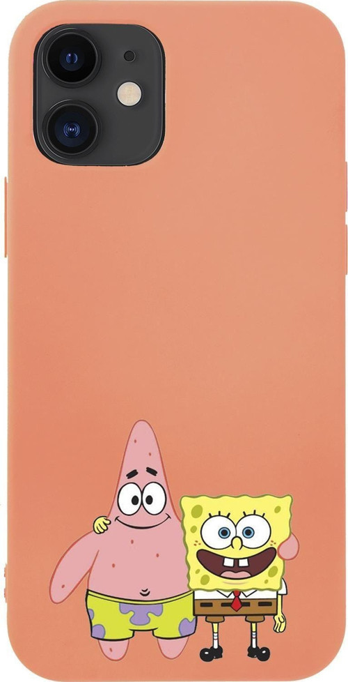 İphone 12 Uyumlu Sünger Bob Ve Patrick Star Desenli Premium Silikonlu Lansman Telefon Kılıfı