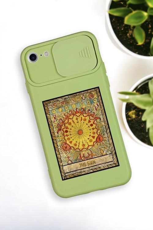 İphone 8 Uyumlu The Sun Deer Desenli Kamera Koruma Slider Kapaklı Silikonlu Telefon Kılıfı