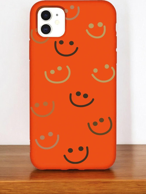 Fosforlu Turuncu Renkli İphone 11 Uyumlu Smile Desenli Premium Silikonlu Telefon Kılıfı