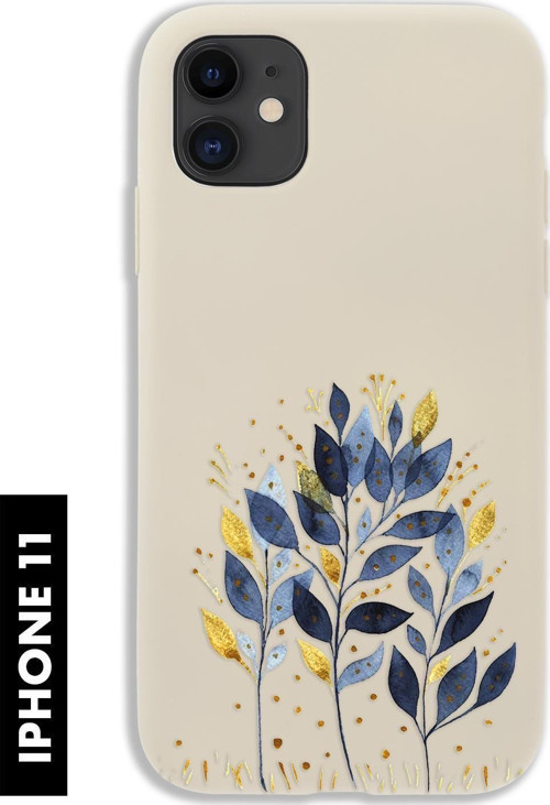İphone 11 Uyumlu Mavi Yaprak Desenli Premium Silikonlu Lansman Telefon Kılıfı