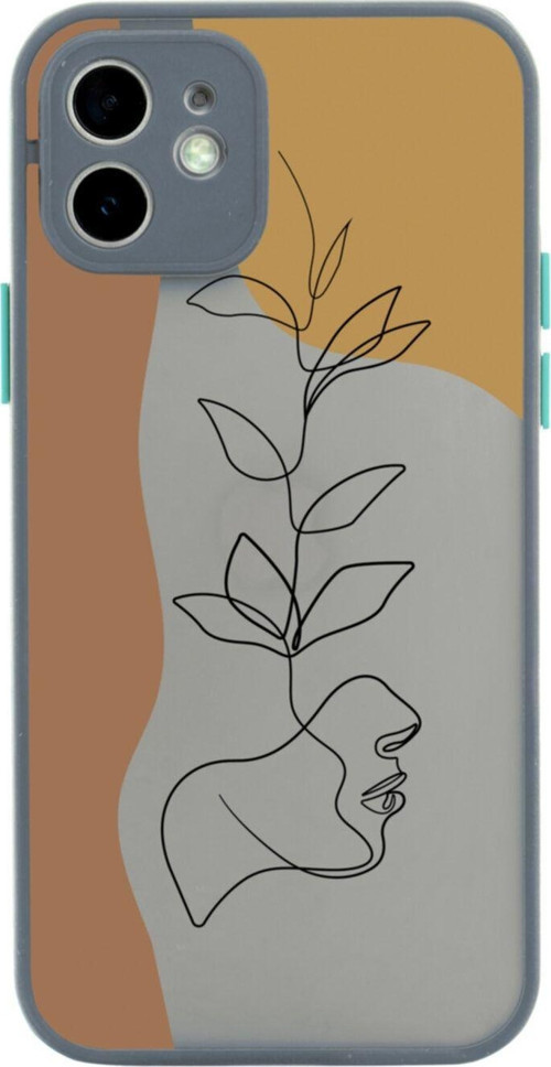 Iphone 11 Lüx Kamera Lens Korumalı Flowers Face Gri Telefon Kılıfı