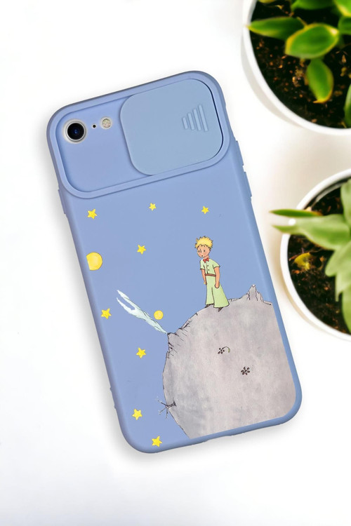 İphone 6 Uyumlu Küçük Prens Desenli Kamera Koruma Slider Kapaklı Silikonlu Telefon Kılıfı
