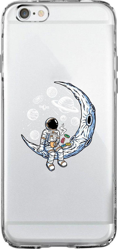 İphone 6S Keyifli Astronot Lens Korumalı Şeffaf Telefon Kılıfı