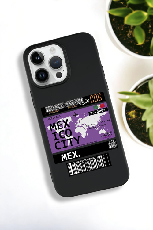İphone 15 Pro Max Uyumlu Mexico Ticket Desenli Premium Silikonlu Lansman Telefon Kılıfı