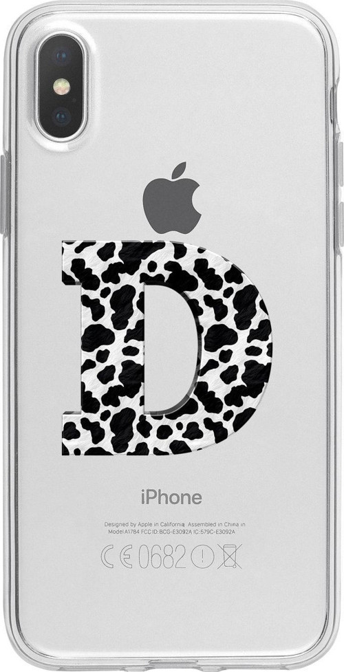 İphone X D Harfi Desenli Şeffaf Telefon Kılıfı