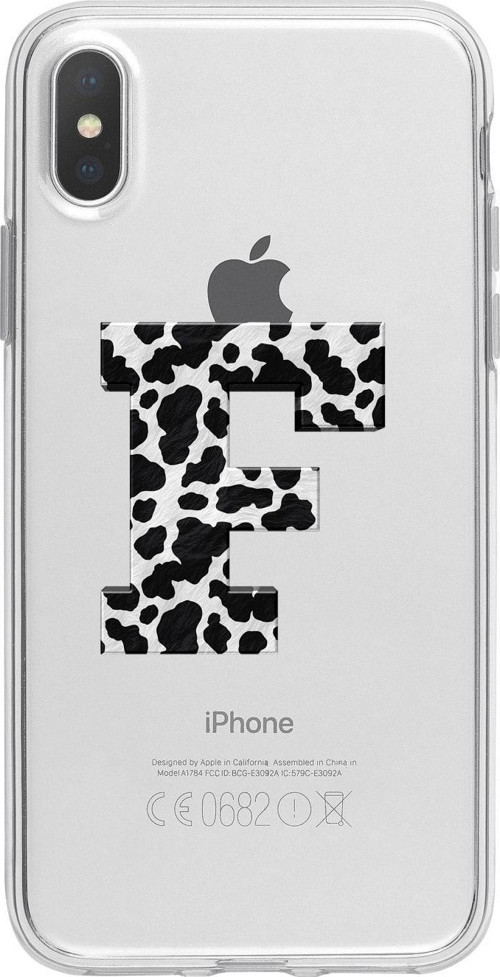 İphone X F Harfi Desenli Şeffaf Telefon Kılıfı