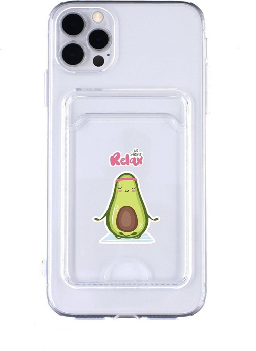 Iphone 11 Pro Max Uyumlu Relax Avocado Desenli Şeffaf Kamera Korumalı Ve Kartlıklı Telefon Kılıfı