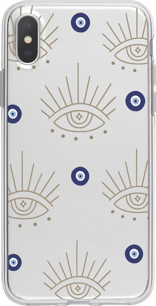 İphone Xs Max Uyumlu Evil Eye Desenli Premium Şeffaf Silikon Kılıf