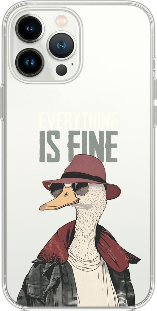 İphone 14 Pro Max Uyumlu Everything İs Fine Desenli Şeffaf Silikonlu Telefon Kılıfı