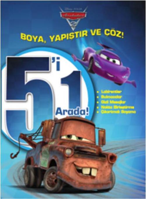 Disney Arabalar 5'i 1 Arada Boya Yapıştır Çöz