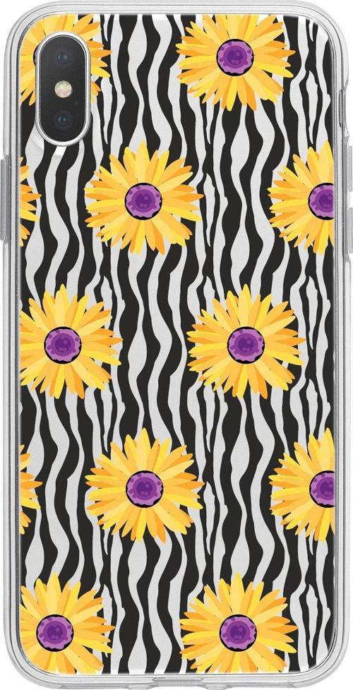 İphone X / Xs Uyumlu Sarı Papatyalar Desenli Şeffaf Silikonlu Telefon Kılıfı