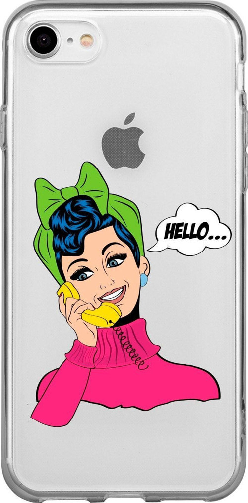 İphone Se Hello Desenli Şeffaf Telefon Kılıfı